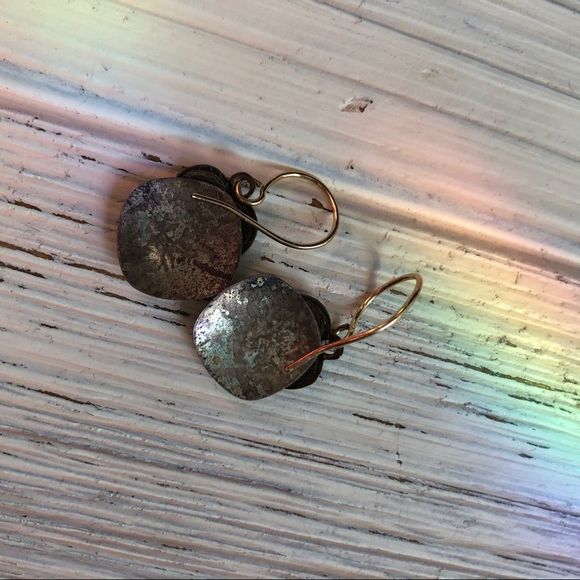Handmade Gold + Silver Aspen Leaf Hammered Earring - Picture 4 of 4